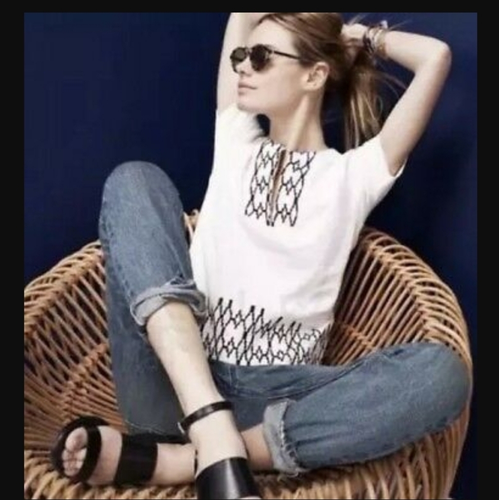 J. Crew Black and White Geometric Tunic